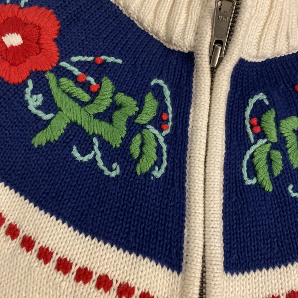 TALBOTS 100% COTTON ZIP-UP WOMEN'S CARDIGAN SWEATER MOCK NECK FLORAL SIZE SP - Picture 10 of 16